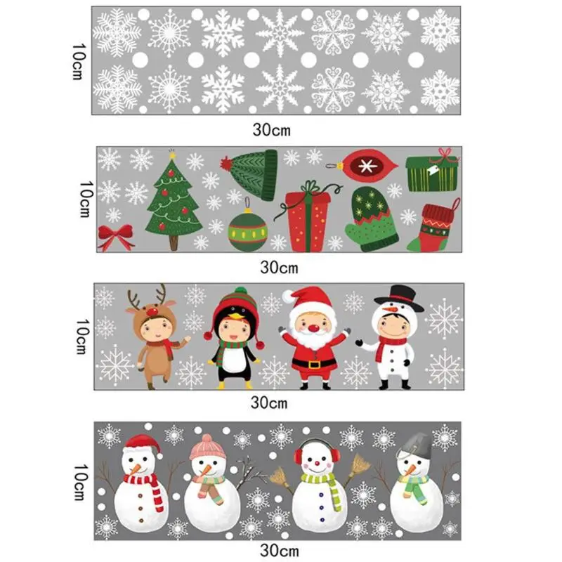 Рождественские Мультяшные настенные наклейки Снеговик Снежинка Санта Клаус