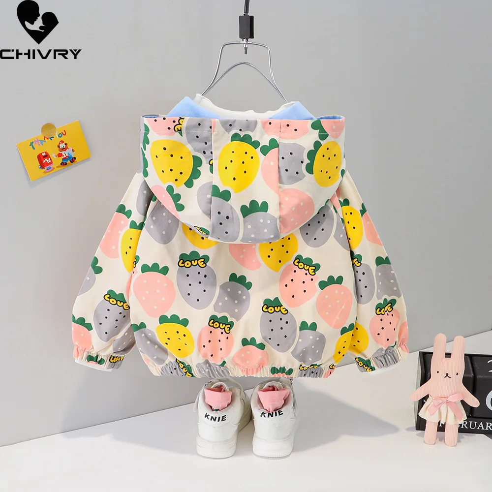 Abrigo con estampado de pi&ntilde;a de dibujos animados para beb&eacute;s, rompevientos, chaquetas con cremallera con capucha, oto&ntilde;o, 2021-3
