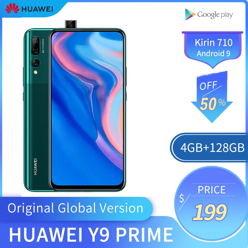 Смартфон HUAWEI Y9 Prime мобильный телефон &quot4 Гб ОЗУ 128 ПЗУ Kirin710 экран 6 59 дюйма