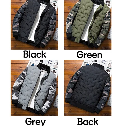 

Men Winter Jacket Stand Collar Cotton Padded Thick Down Jacket Military Camouflage Puffer Jacket Parka Coat Warm Bubble Coat
