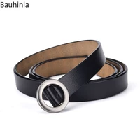 bauhinia110x2 4cm new ladies leather belt fashion simple design alloy round buckle cowhide dress thin belt