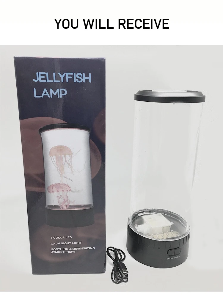 

Electric Jellyfish Tank Table Lamp with Color Changing Light Gift for Kids Men Women Home Bedroom Mood Light for Relax Mid Size