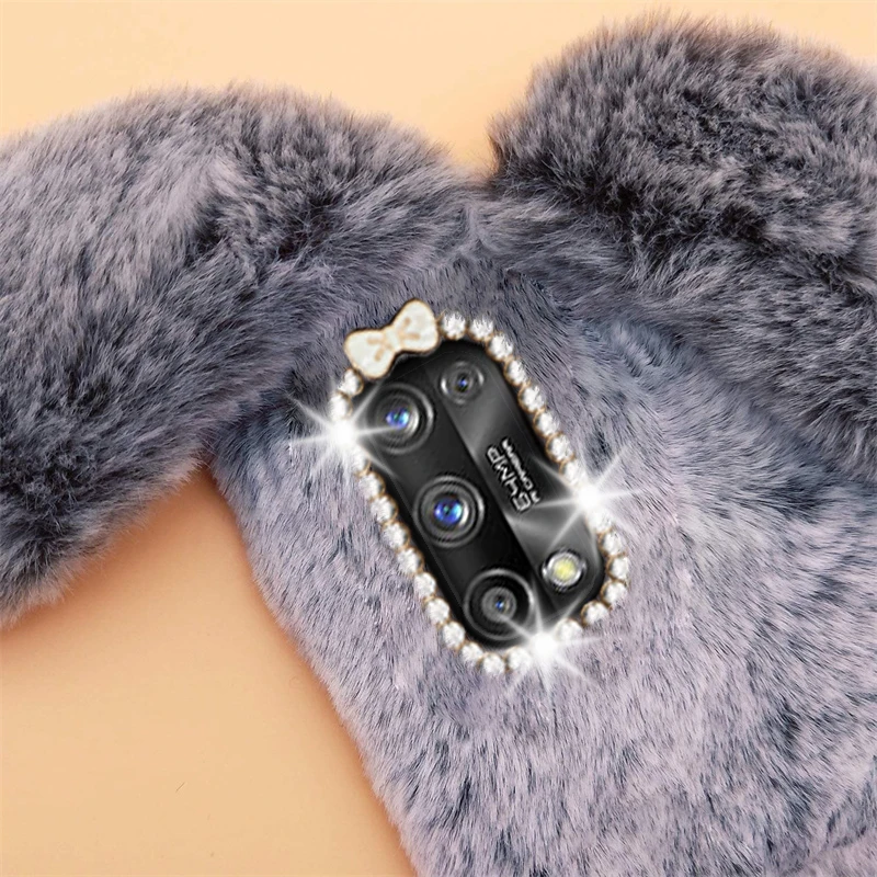 Чехол для телефона с кроличьими ушками блестящий бриллиантовый чехол Realme 8 Pro 7 7i 6