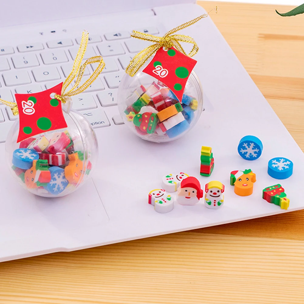 12balls/pack Ornament Colorful School Kids New Year Mini Children Gift Cartoon Ball Small Students Stationery Christmas Eraser | Дом и сад
