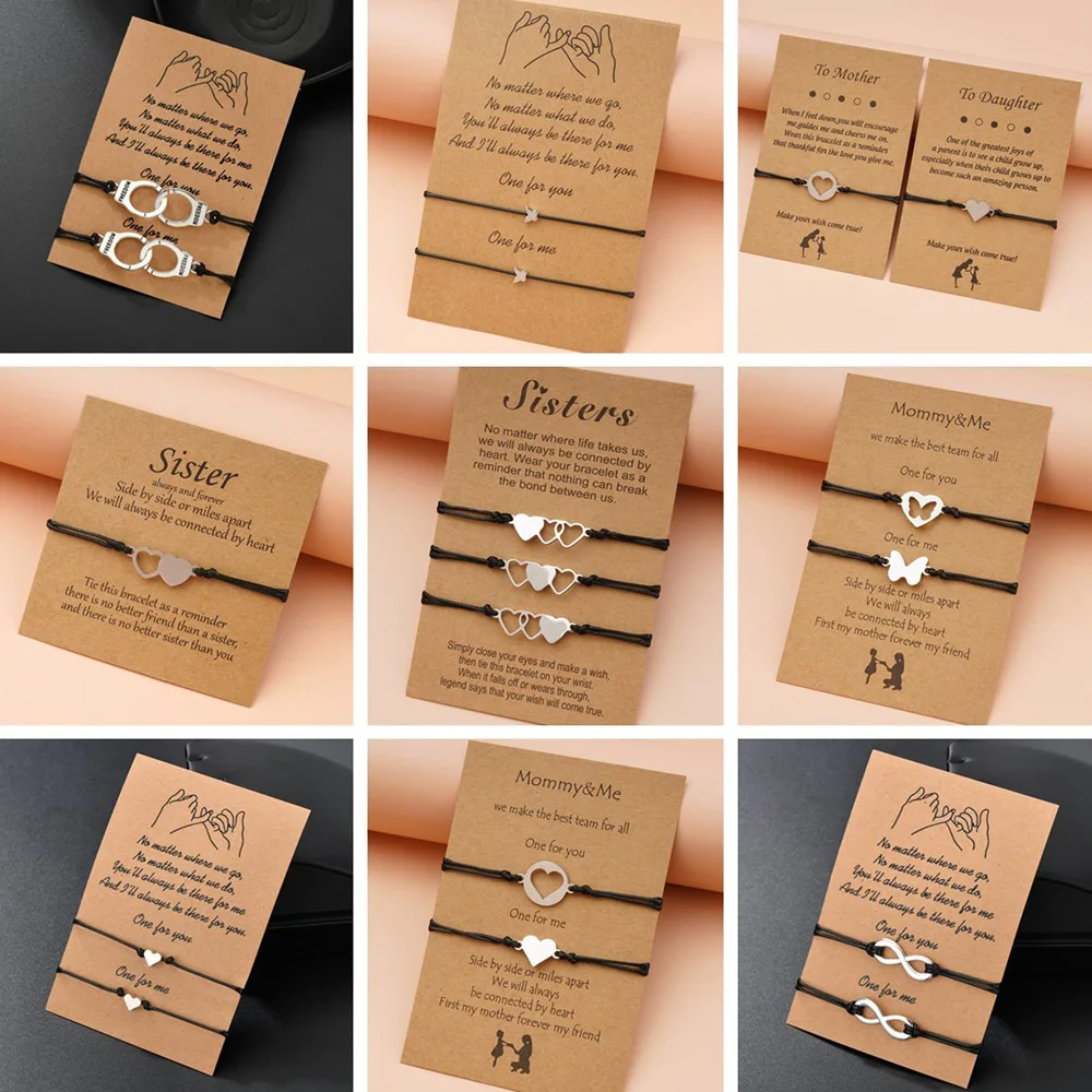 Charmsmic 2 шт. на вощеном шнуре из ручной работы Браслеты комплекты для мамы и дочки