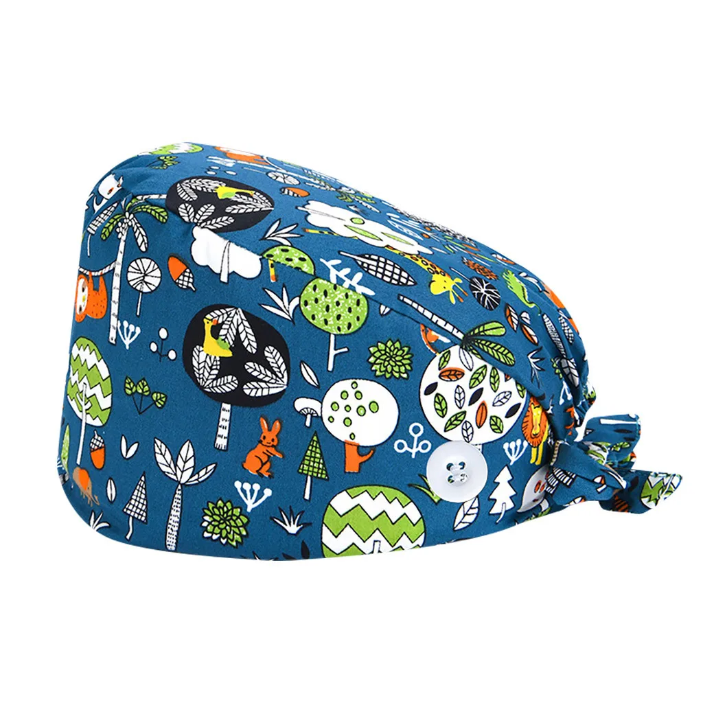 

Unisex Beanies Cap With Buttons Suction Sweat Cap Fashion Printed Cotton Beanie Cap Breathable Bow Adult Hat