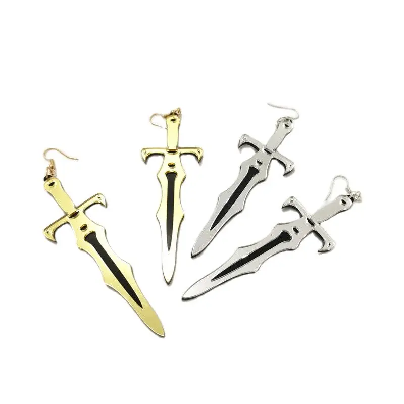 Новинка 2021 серьги-подвески с длинным мечом для женщин акриловые золотые