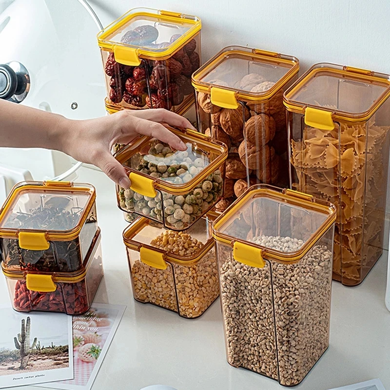 

Airtight Food Storage Container Stackable Kitchen Sealed Jar For Cereal Flour Sugar Dried Fruit Transparent Storage Tank