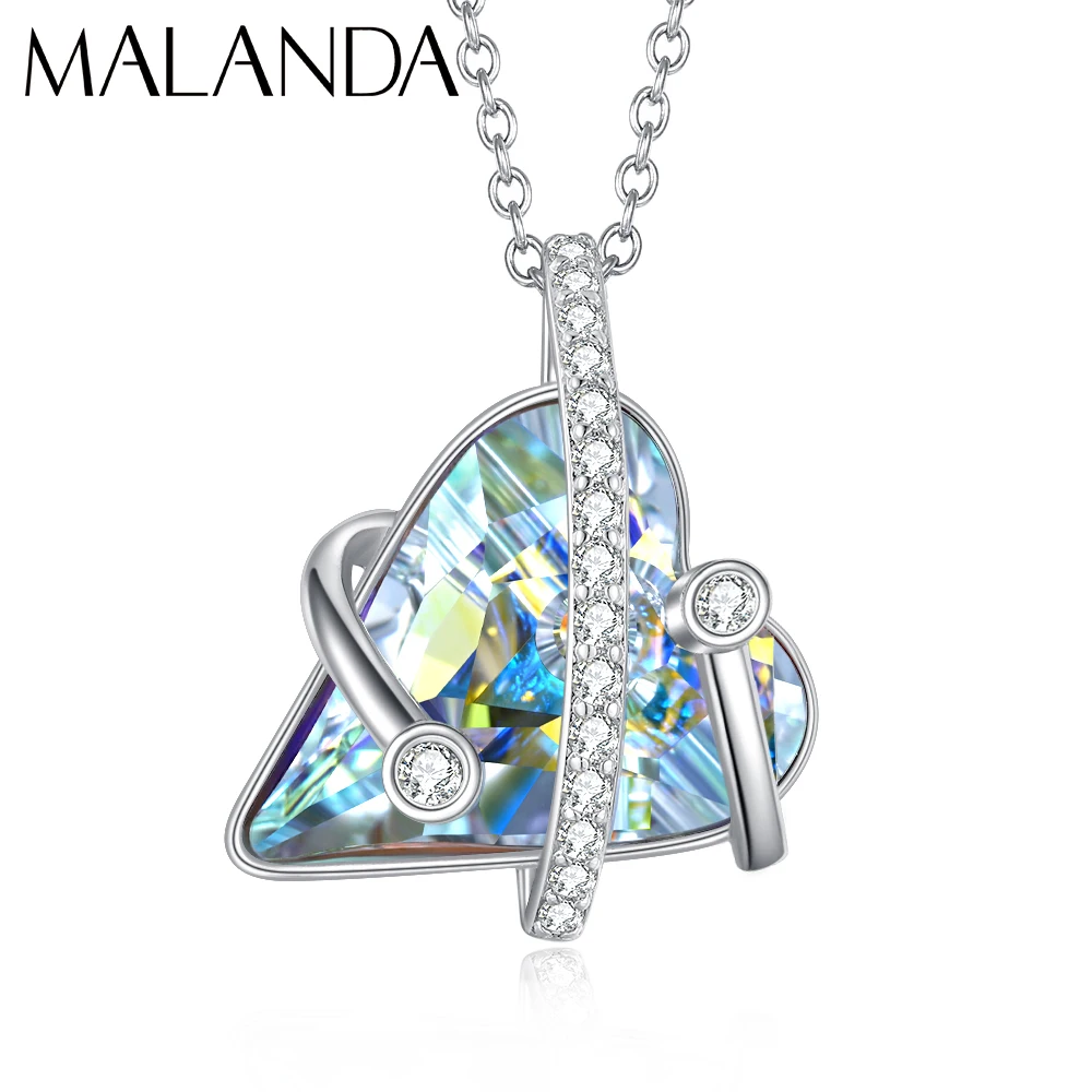 

Crystals From Swarovski Necklaces New Fashion Wild Heart Pendant Necklace For Women Elegant Party Wedding Jewelry Lover Gift