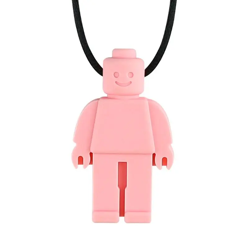 Type 1-Pink 1 шт. Радужный кирпич робот череп жевательные ожерелья аутичные Детские Силиконовые Прорезыватели аутизм сенсорные жевательные игрушки - Цвет: Type 1-Pink