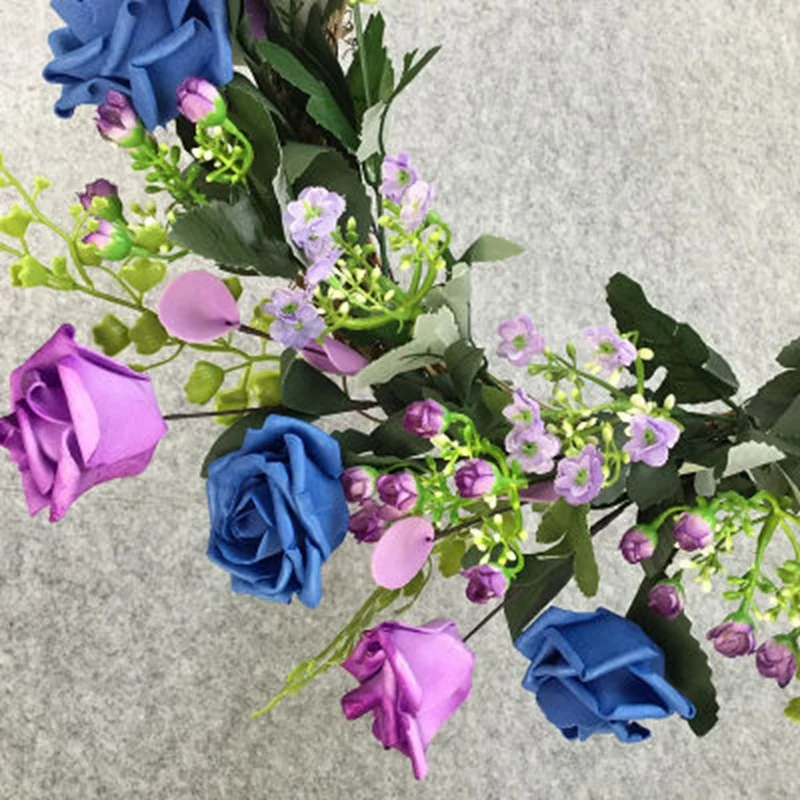 

NEW-Artificial Simulation Rose Floral Door Wall Hanging Flower Wreath for Home Wedding Party Decor