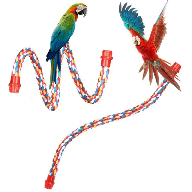 Simple Pet Bird Parrot Cotton Rope Parakeet Cage Standing Perch Chewing Toys Hamsters Conure Climbing Ladder|Игрушки для птиц| |