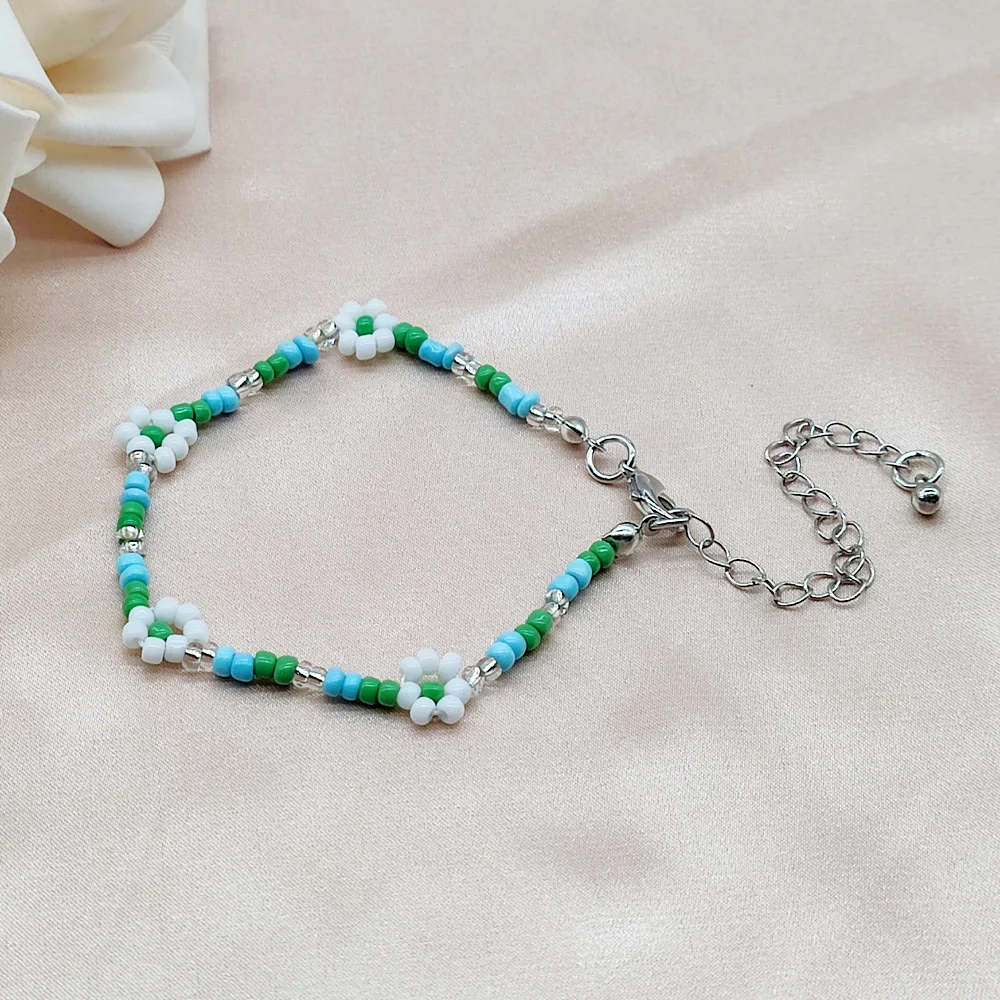 Корейский браслет Wgoud с бусинами маргаритками и цветами новый милый богемный