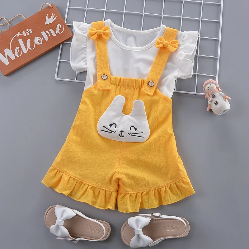 Летний комплект для девочек BibiCola повседневный из двух предметов: футболка и