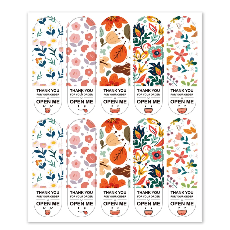 

5 Styles Floral Thank You Labels Sticker Thank You For Your Order Sticker for Handmade Gift Seals Wedding Party Decor Scrapbook