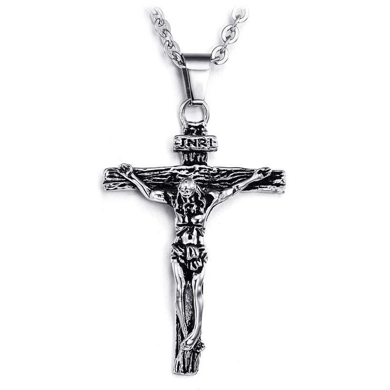 Jesus Христианский Иисус один Титан подвеска в виде Креста для ожерелья женщин нержавеющая сталь Золото Серебро Черный молитва чокер мужские ювелирные изделия - Окраска металла: Jesus