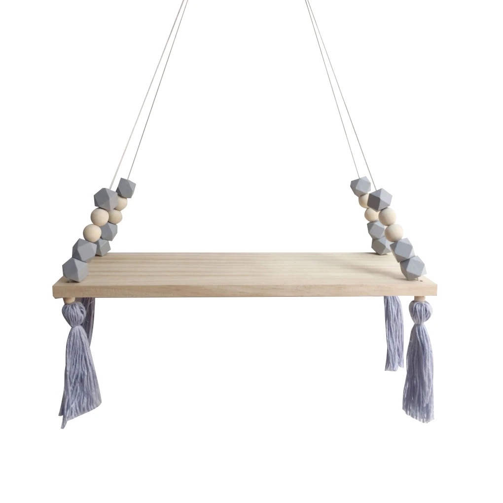 Цветные бусины в скандинавском стиле деревянная настенная полка с кисточками