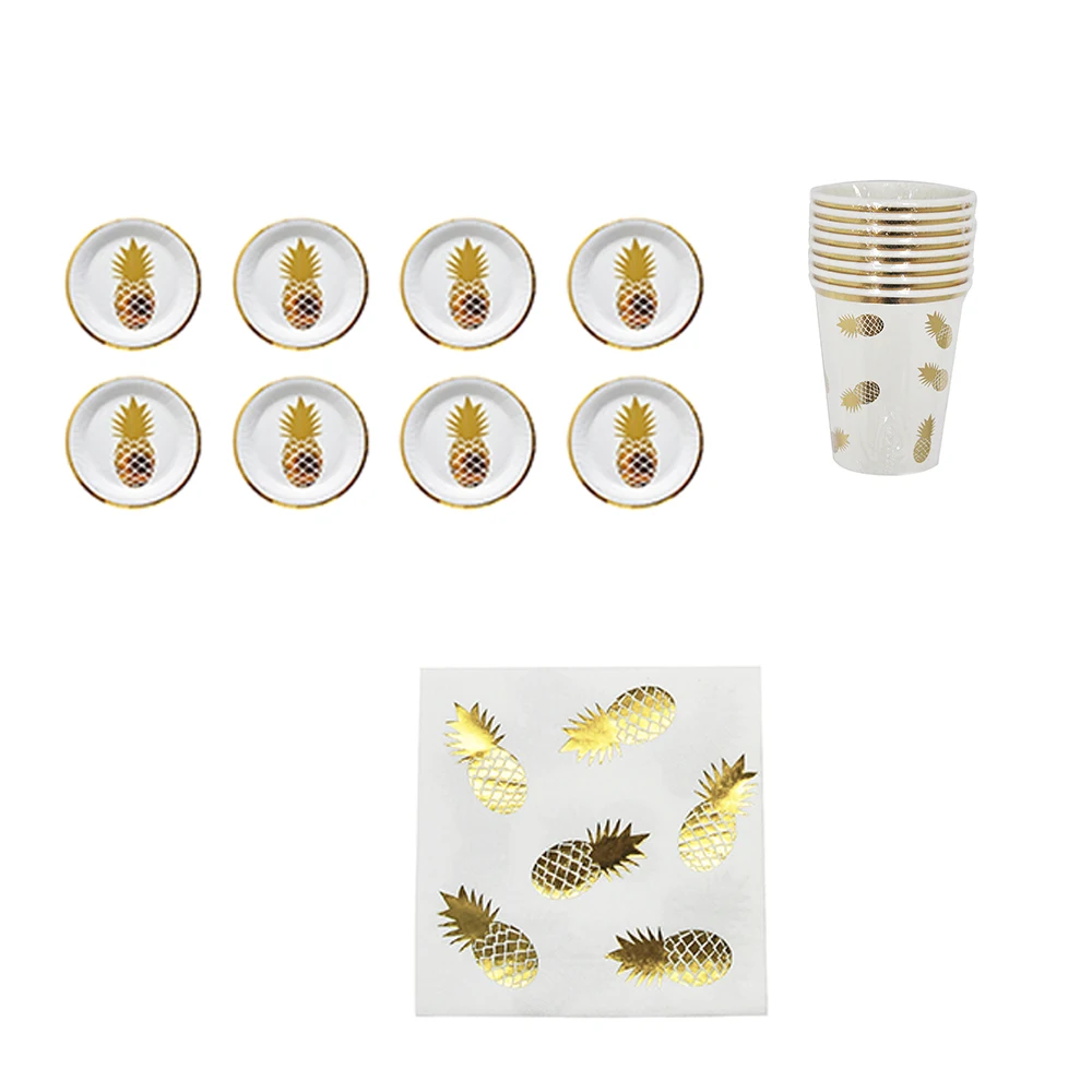 8/16 шт. бронзового цвета в виде ананаса белая пластиковая посуда (одноразовая