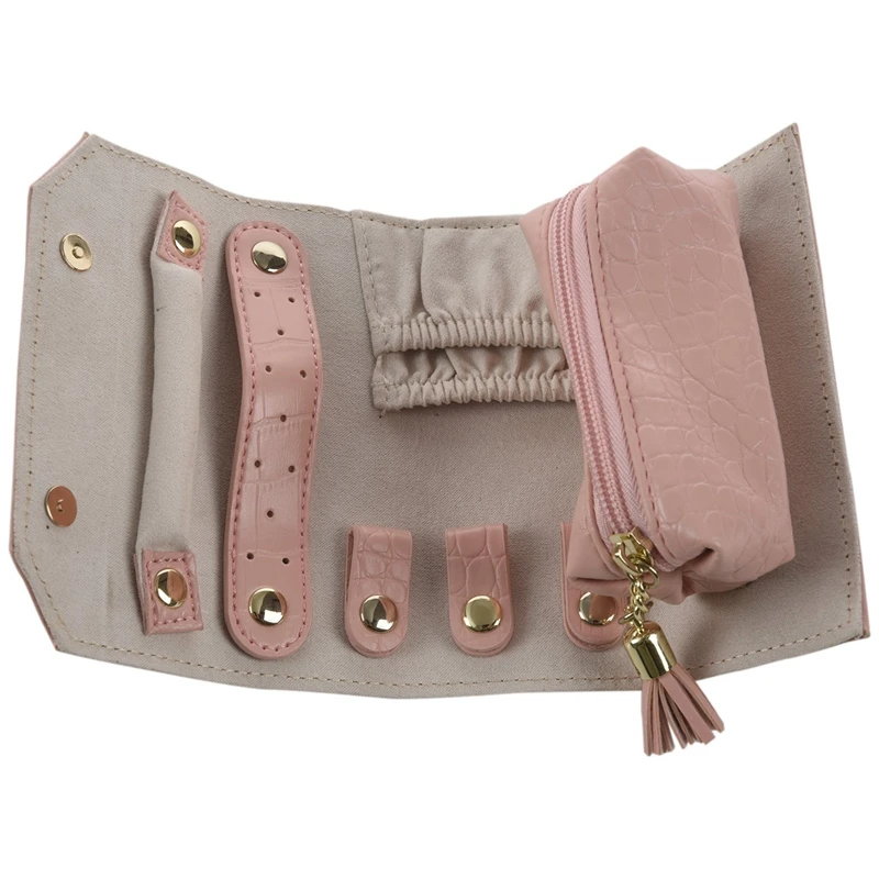 

Travel Jewelry Organizer,Portable Leather Jewelry Roll for Travel,Mini Size & Light Weight Jewelry Storage Organizer Bag