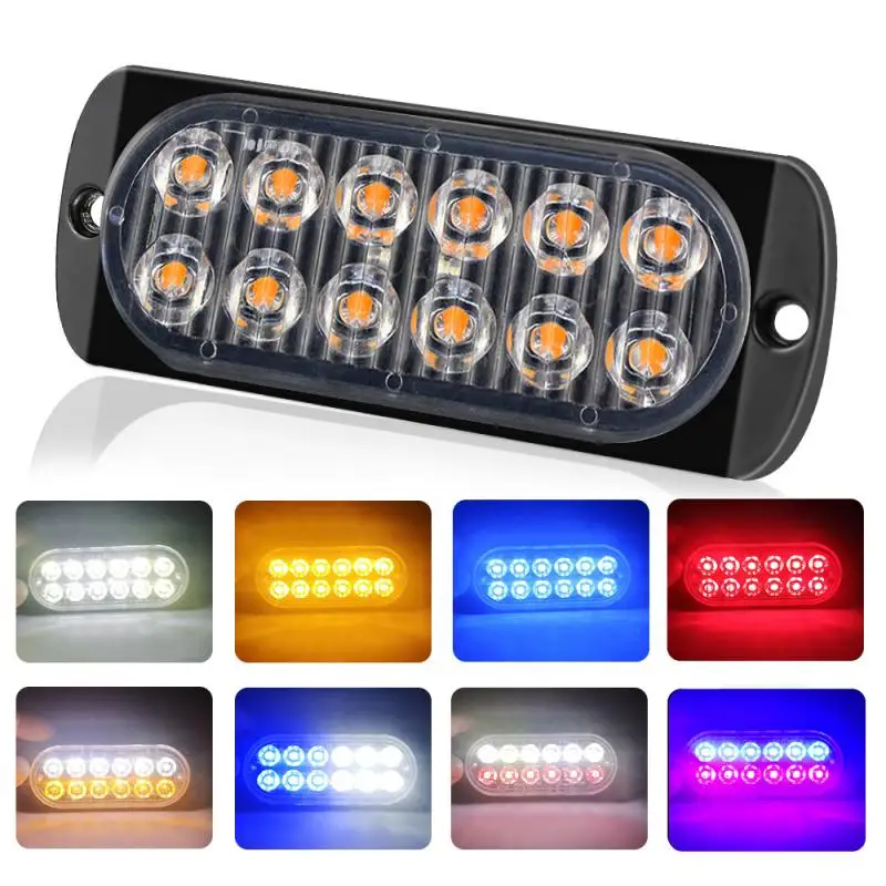 

High Brightness 6500K Emergency 12 LED Amber White Strobe Light Tow Truck Flashing Warning Light 12V-24V IM Stable Flash Lamp