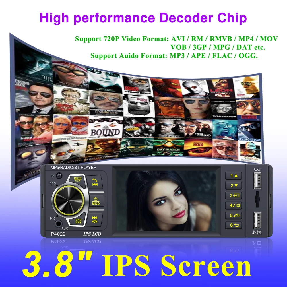 Автомагнитола ESSGOO 3 8 дюйма IPS экран 1 din MP5 плеер Авторадио стерео FM Bluetooth MirrorLink