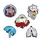 Эмалированная брошь в виде скелета, сердца, мозга, легких, глаз, носа, радуги, розы, черепа, цветов, булавка на лацкан, рюкзак, куртки, индивидуальный значок