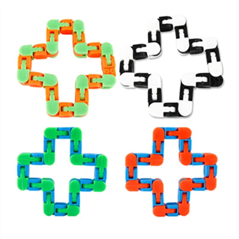 

24 Bicycle Track Chain Splicing Toys Can Be Folded Fingertips Decompression Toys In Various Colors Anti Anxiety Assembling Game