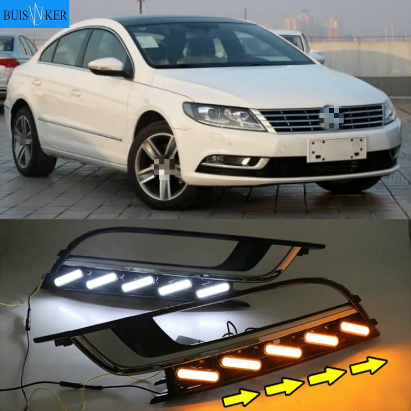 1 пара для VW PASSAT CC 2014 2018 12V светодиодный авто DRL Дневной Бег Противотуманные фары с