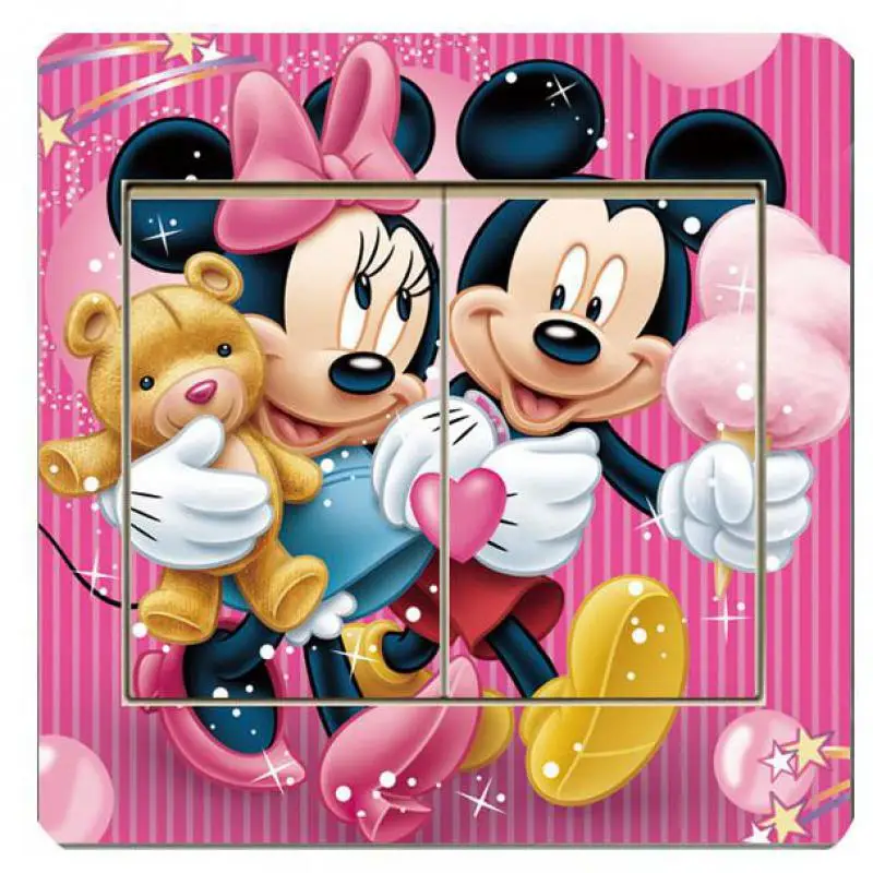 4 шт. новые световые наклейки на выключатель мультфильм Микки Минни детская