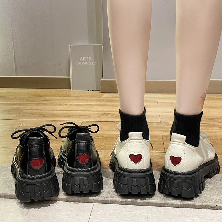 

Japanese School Jk Uniform Lolita Shoes Lace up Leather low heel grils love shoes Non-slip Ladies Oxford Casual Shoes women 2022