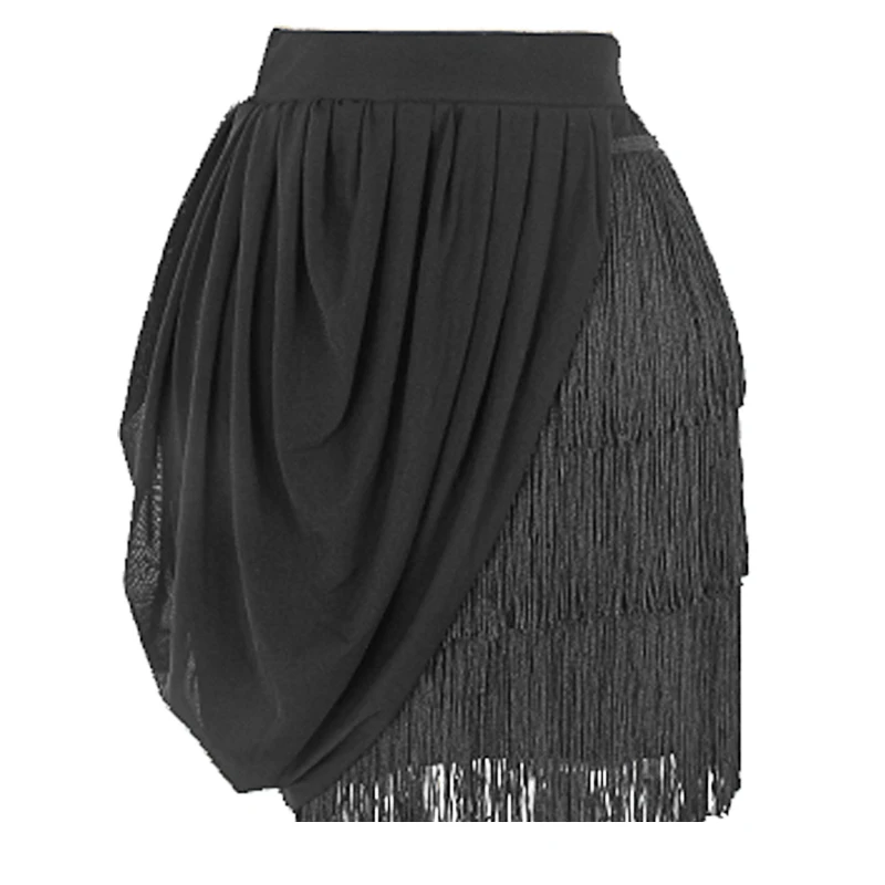 

Latin Dance Skirt For Women Adult Dancer Practice Black Fringe Skirt Rumba Tango Salsa Cha Cha Dance Tassel Clothing DQL4314