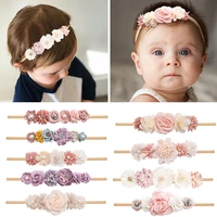 artificial flower baby headband for girls nylon hairband soft infant kids traceless hair accessories toddler bangdage
