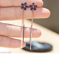2019 korean jewelry zircon clip on earrings exquisite heart and flower shape tassel long ear clips for women without piercing