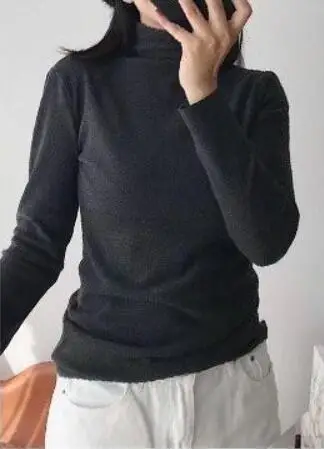 

New women's solid color warm inner sweater thick versatile slim bottoming tops