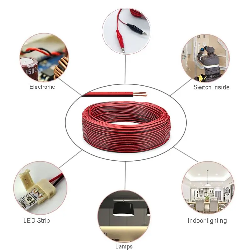 5-100 м 2 контактного электрического провода для светодиодов ленточный кабель 22AWG 5V