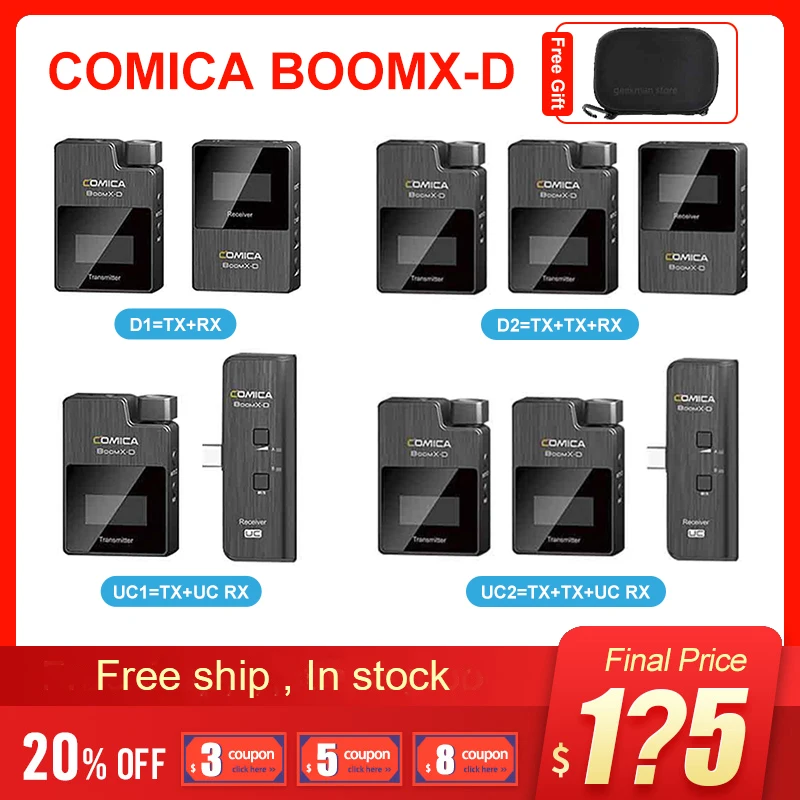 Comica BoomX D d2 микрофон беспроводной передатчик Комплект мини сотовый телефон