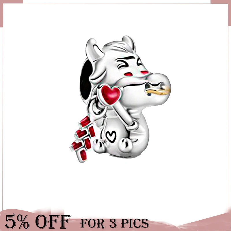 

2021 Valentine's Day Hot Sale 925 Sterling Silver Bead Firecracker Calf Charms Fit Original Pandora Bracelets Women Jewelry Gift