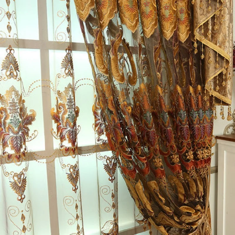 

Light Luxury European Classical Curtains Direct Water Supply Melted Hollow Embroidery In Stock Curtains for Living Room Bedroom
