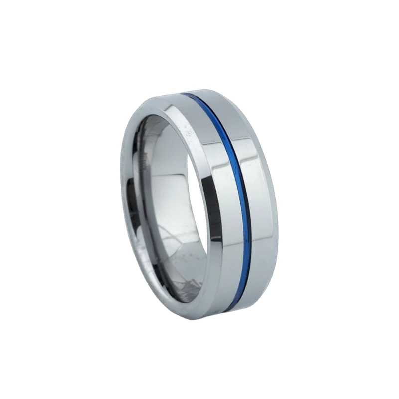 

Never fade Tungsten Ring Men Women Wedding Bands Blue Color fashion jewelry rings 8MM
