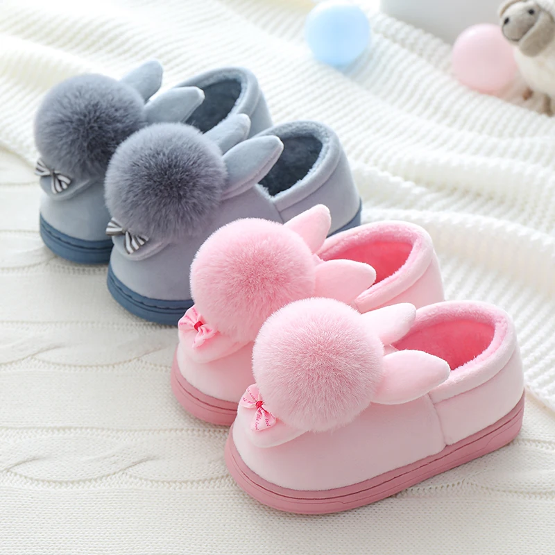 Детские зимние тапочки Хлопковые домашние с рисунком кролика для мальчиков