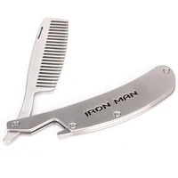 hair comb new mens dedicated stainless steel folding comb set mini pocket comb beard care tool convenient and use hair brush