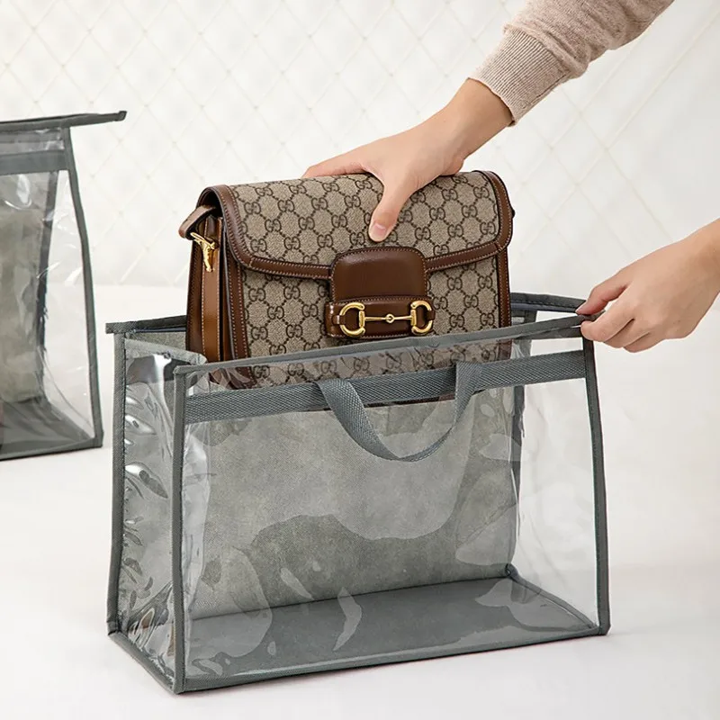 

Transparent PVC Ladies Bag Wardrobe Dust Bag Wardrobe Hanging Organizer Protection Storage Finishing Hanging Bags TX-422BY