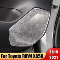 stainless audio speaker car interior door loudspeaker cover sticker for toyota rav4 rav 4 2019 2020 2021 2022 xa50 accessories