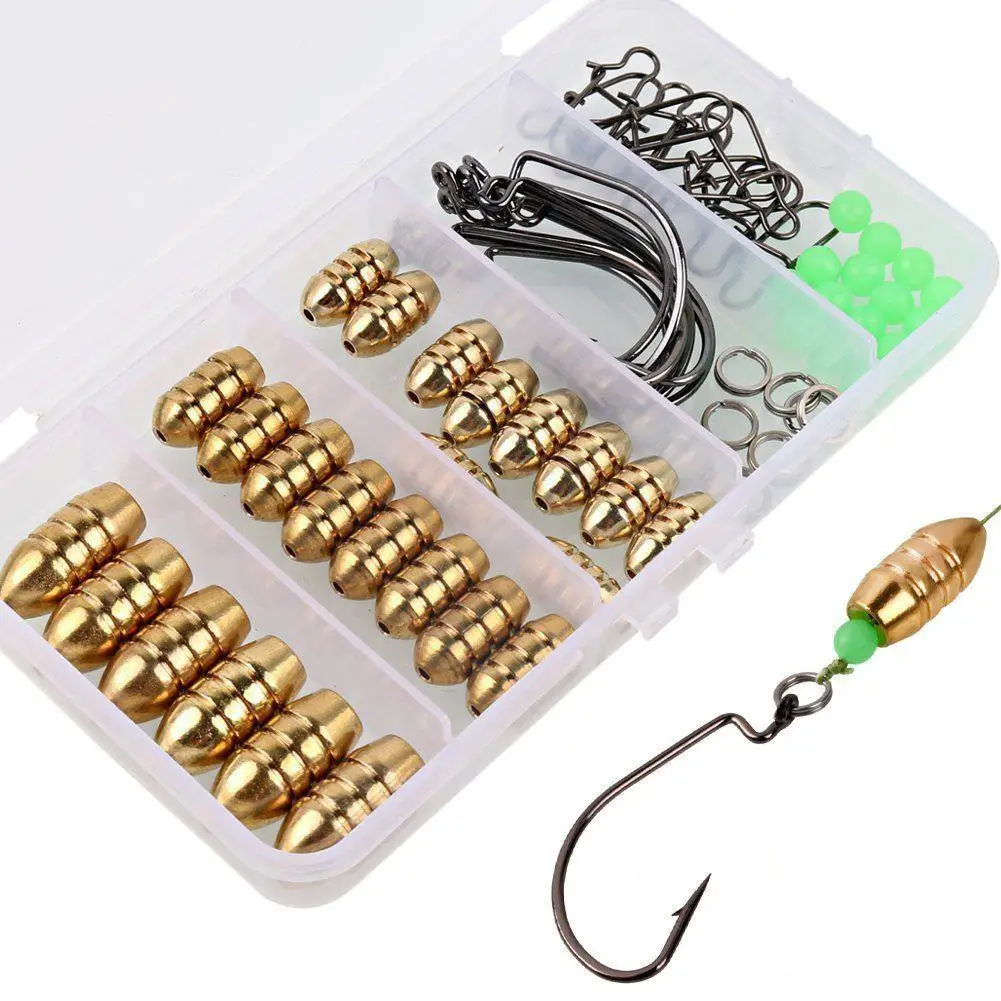 

Fishing Brass Sinkers Set Weights Jig Hook Swivel Ring Connector Tools with Box Full Kit Fishing Lures Set Fishing Tackle Pesca
