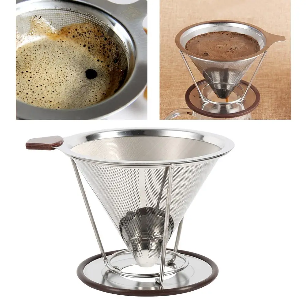 Нержавеющая Сталь Конус Фильтр Для Кофе Dripper Двойной Слой Сетки Кофе Конуса Держатель Фильтра Настаивать Домашняя Кухня Кофе Инструменты