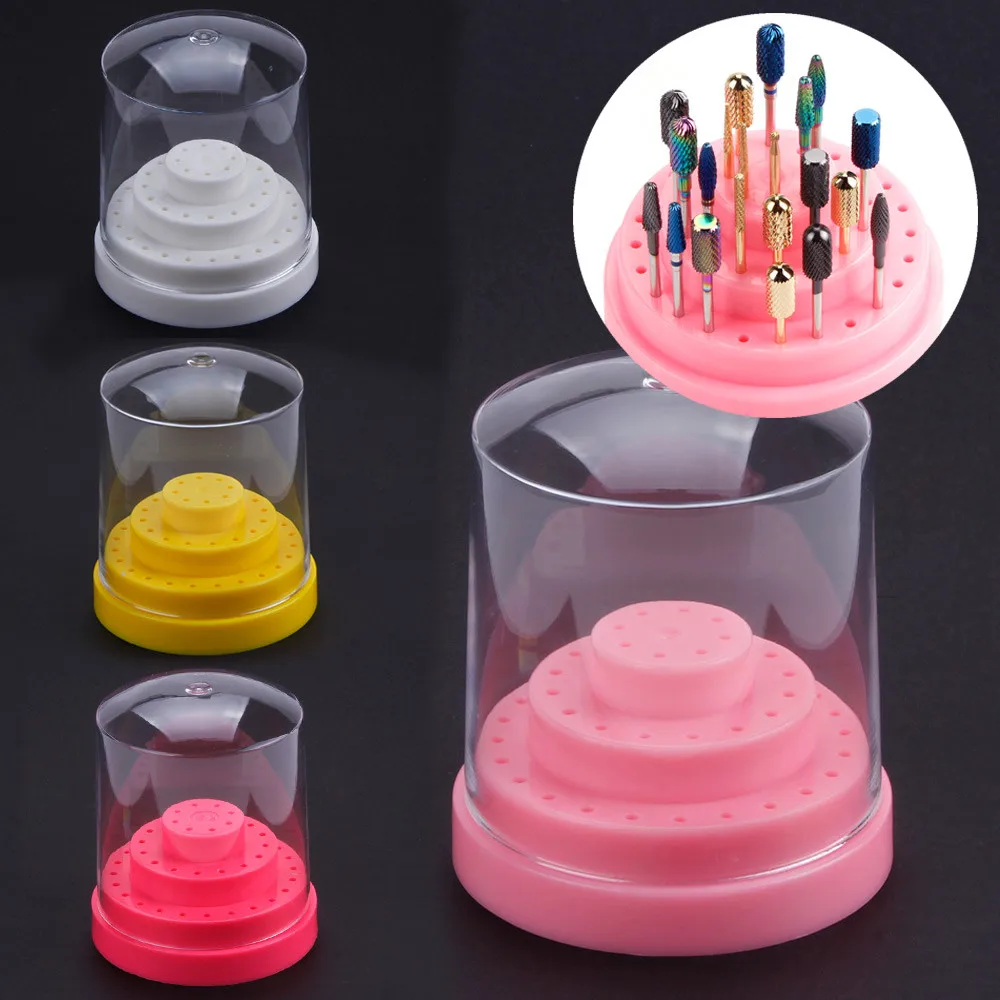 

1 Set 48 Holes Acrylic Nail Drill Bit Storage Box Empty Stand Display Container Nail Case Manicure Milling Cutter Accessories