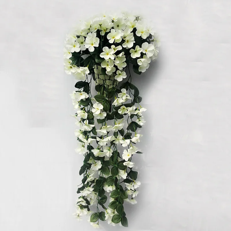 five-petal bouquet Новое Фиолетовое искусственное цветочное украшение имитация настенная корзинка Цветок Орхидея, цветы из шелка длинная лоза - Цвет: five-petal bouquet