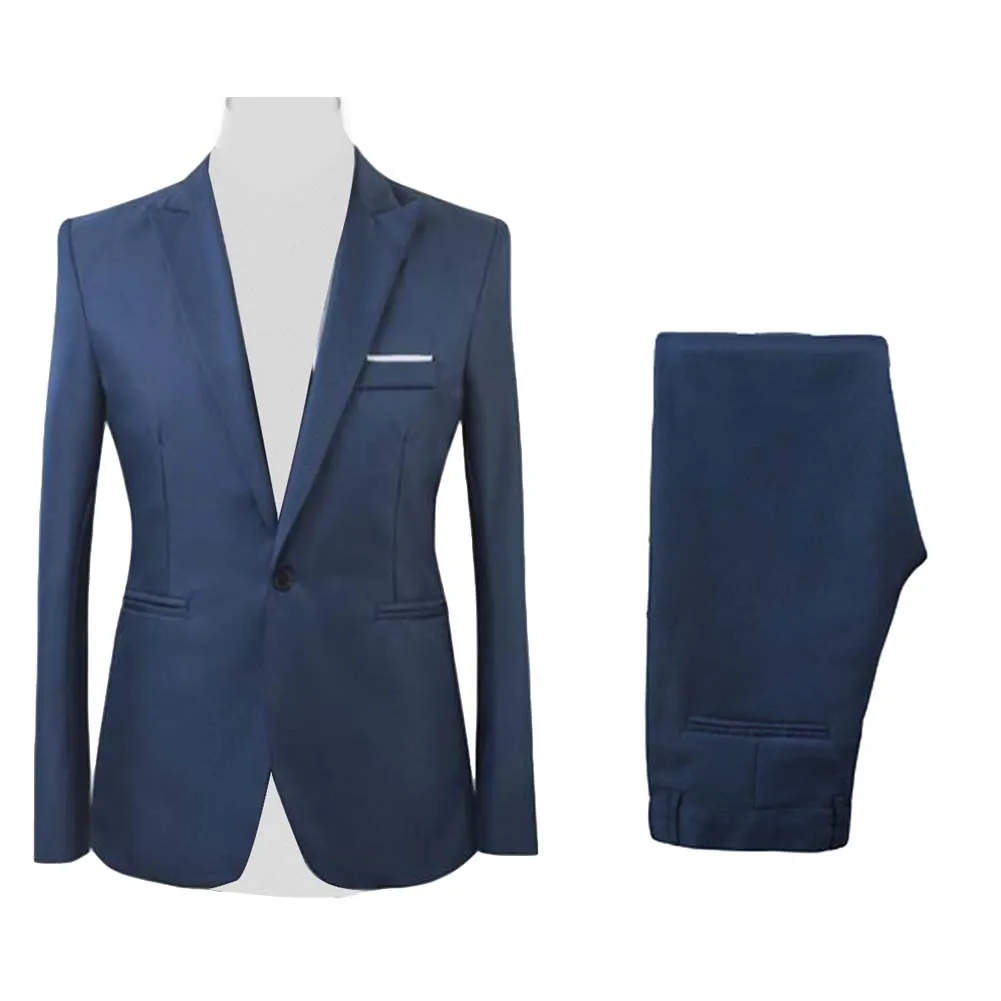 High quality 2019 men's fashion Slim suits XXXL business casual groomsman 2pcs wedding suit jacket pants trousers sets | Мужская