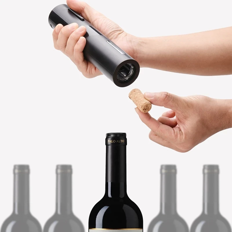 

Youpin Circle Joy Black Samurai Electric Bottle Wine Opener Set Automatic Corkscrew Red Wine Kitchen Accessories Tools 4 In 1