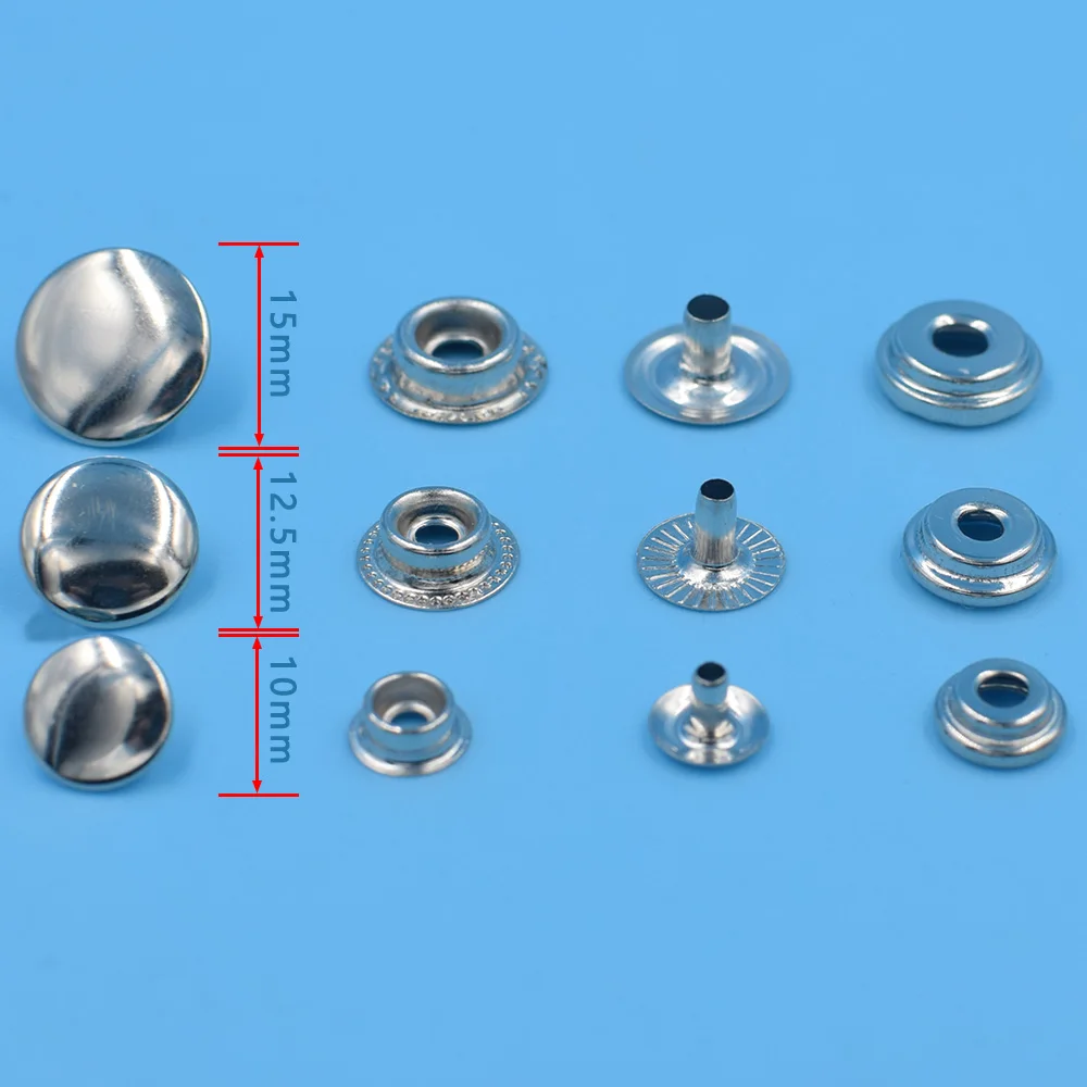 50sets Metal snap O-Spring buttons with 3in1 toolkit.DIY Bulk Clothing accessories puncher/hammer stick/plat board & press stud | Дом и сад
